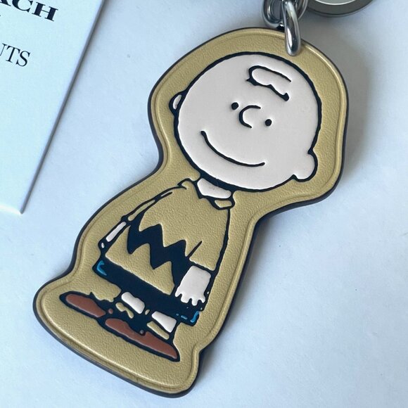Coach x Peanuts Charlie Brown Leather Bag Charm Keychain CBG59 2025 Anniversary - Picture 4 of 8